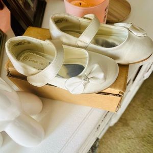 Ivory/satin toddler flower girl shoes